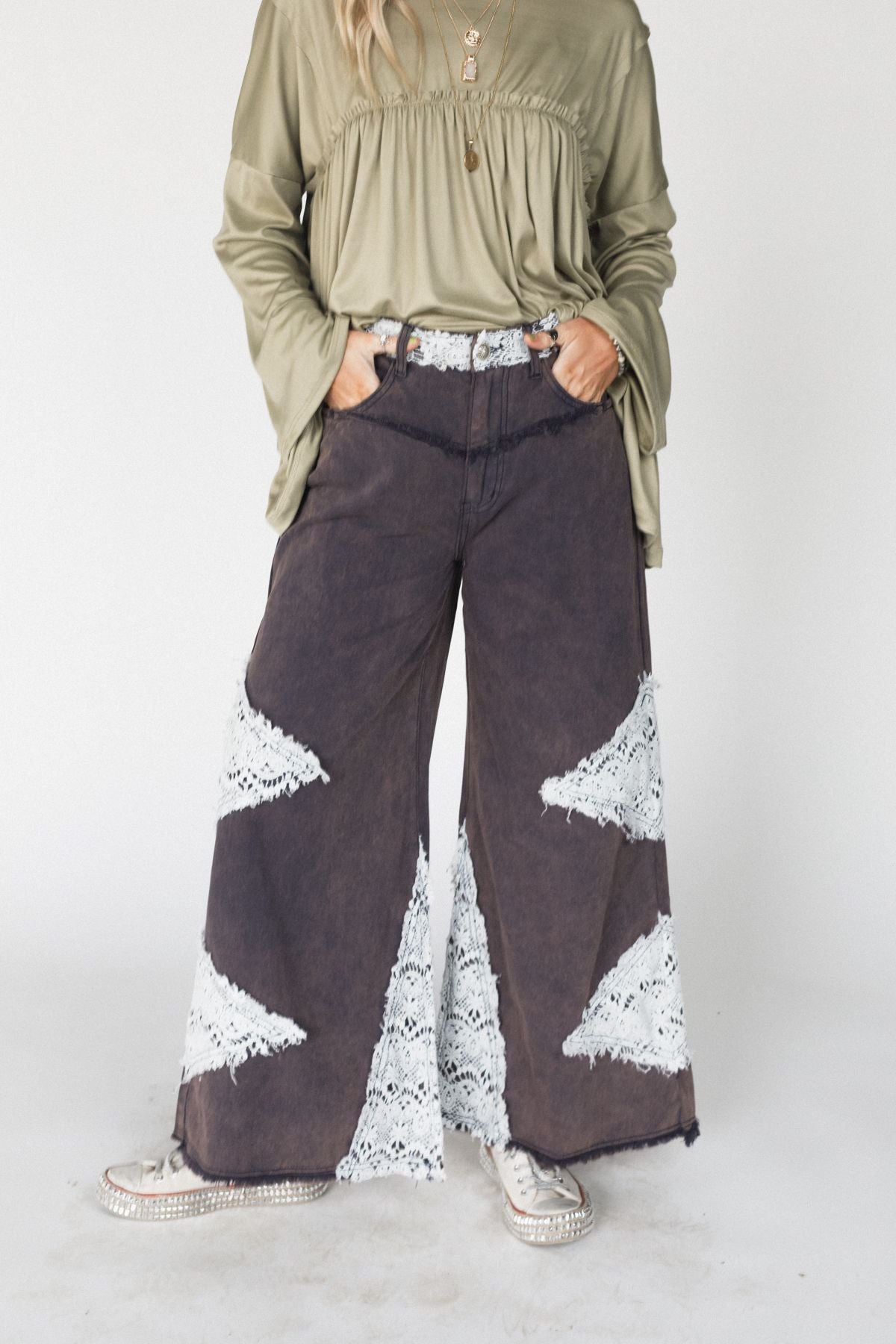 Crosby Crochet Patch Jeans - Navy