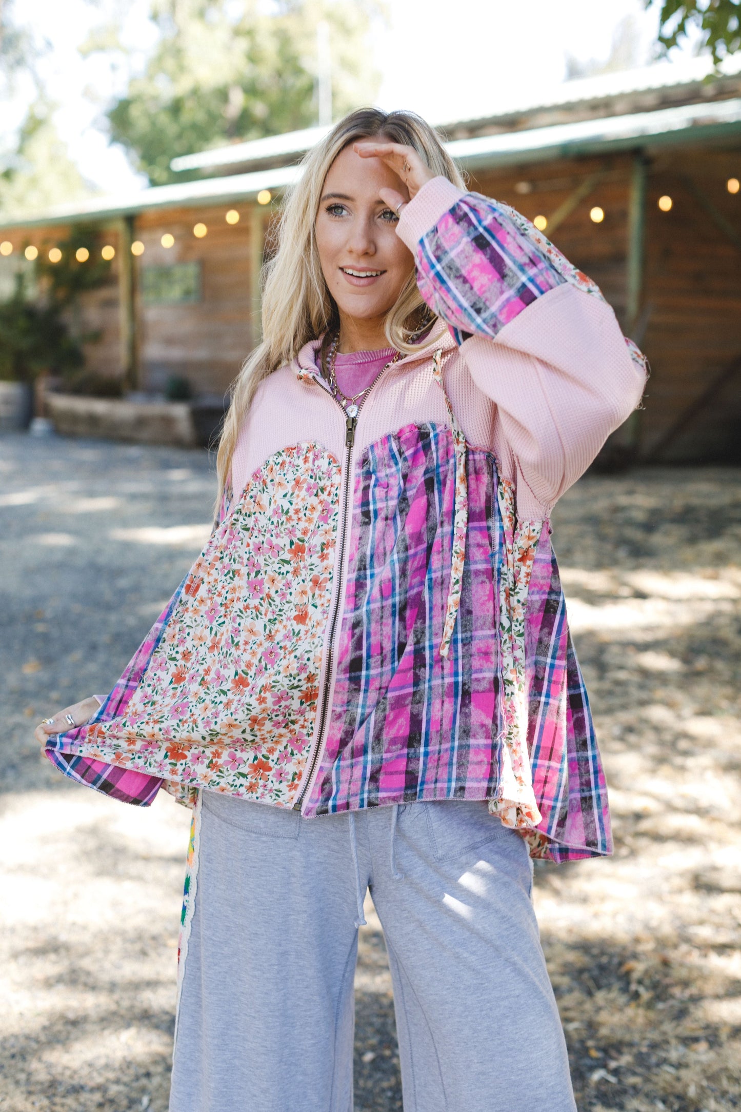 Blossom Check Jacket - Pink