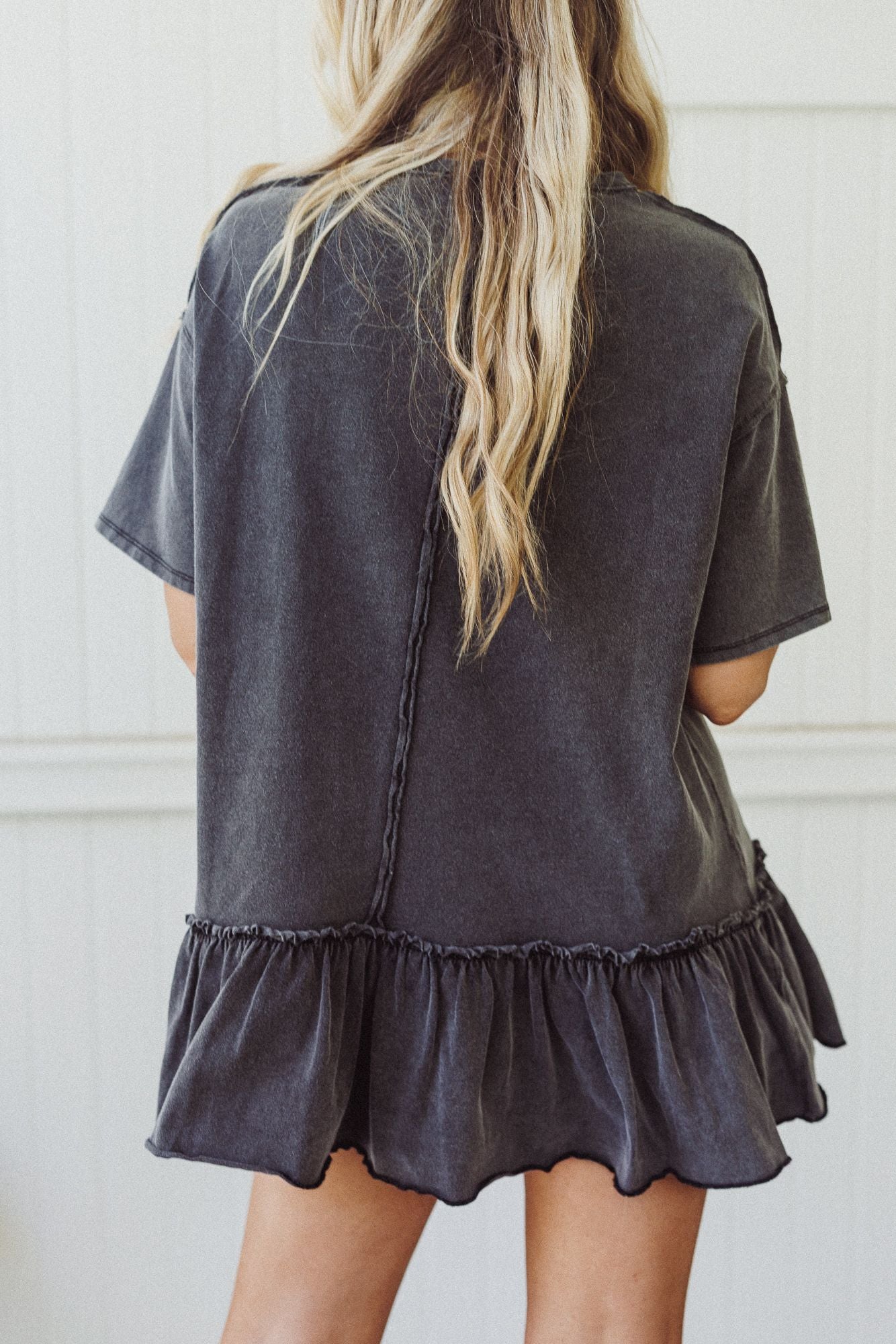 Soft Horizon Ruffled Hem Tunic - Ash