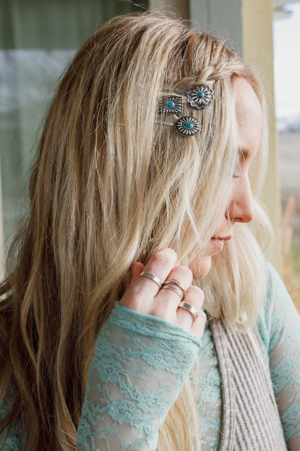Wildflower Western Hair Pin Set - Turquoise