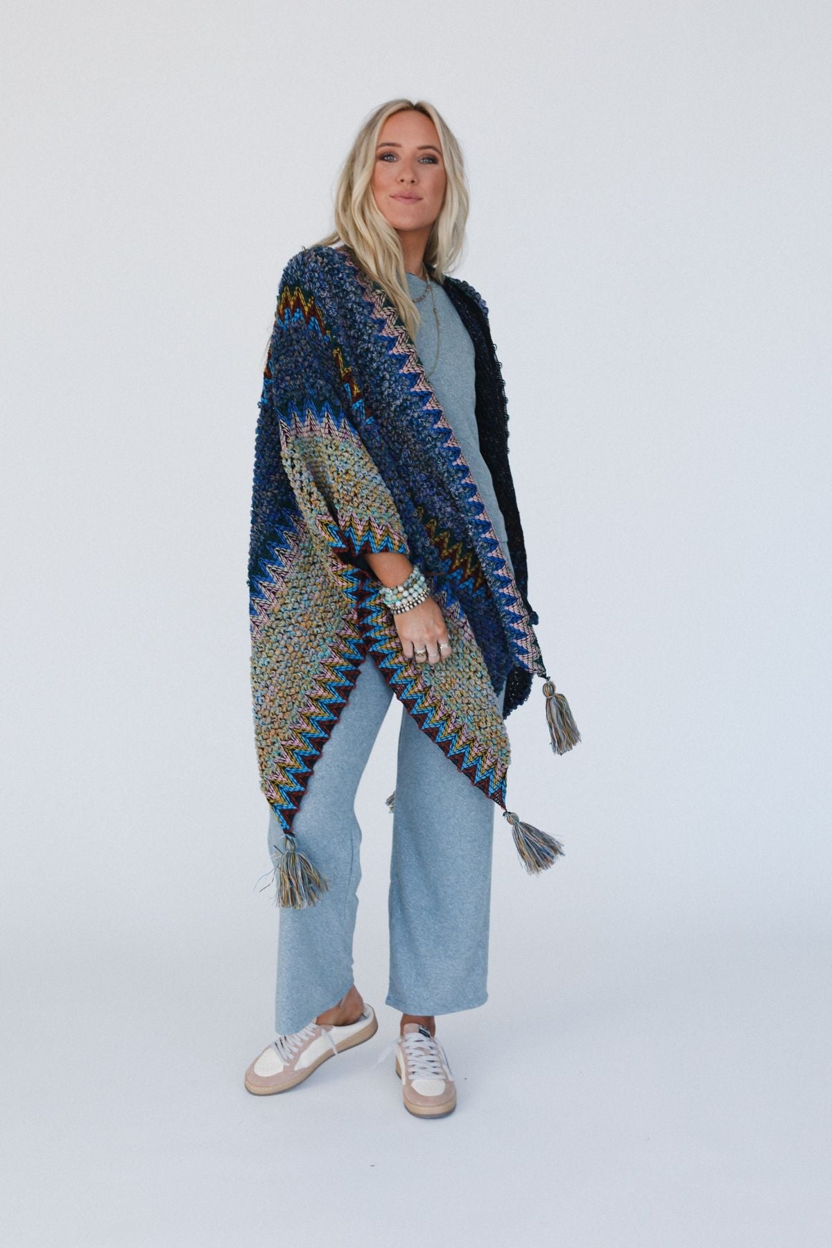 Desert Dreams Crochet Ruana - Cobalt