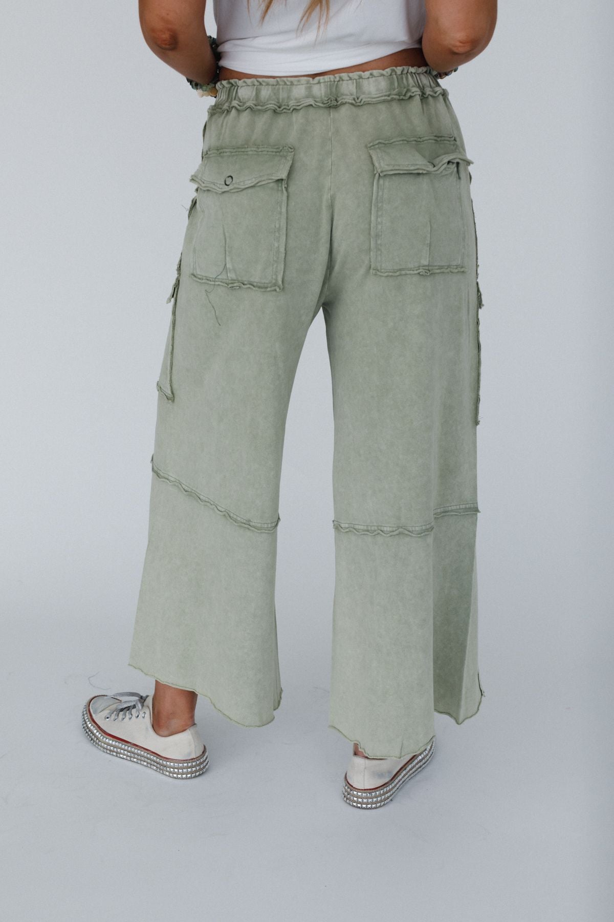Game On Cargo Wide Leg Pant - Faded Olive