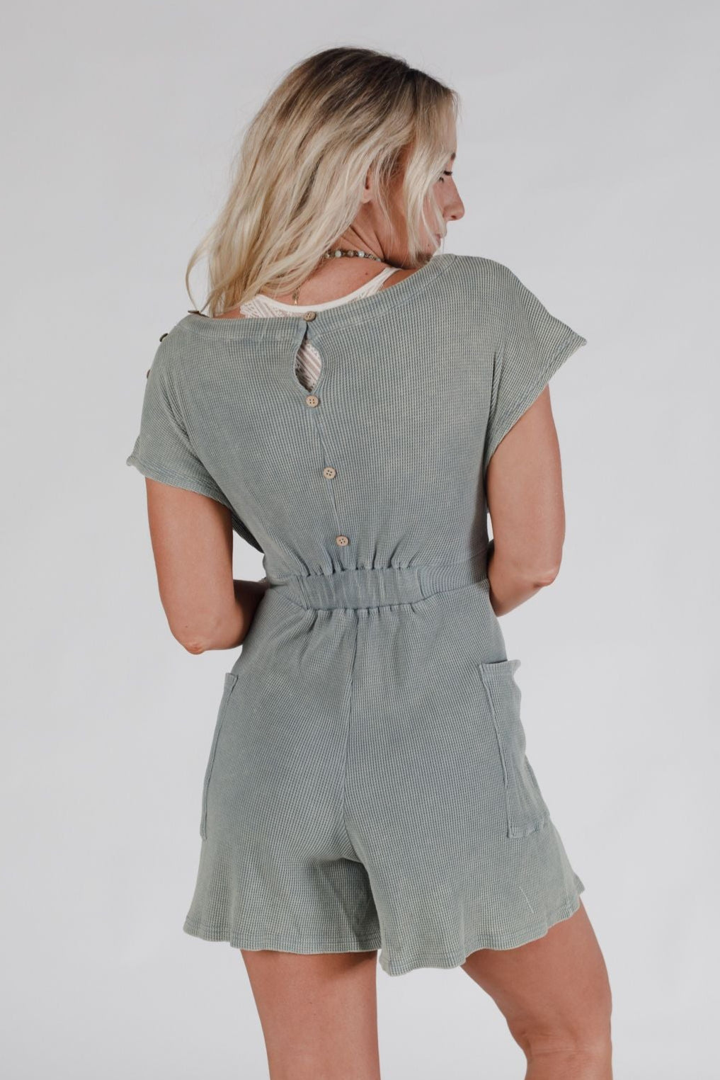 Tied To Perfection Romper - Teal