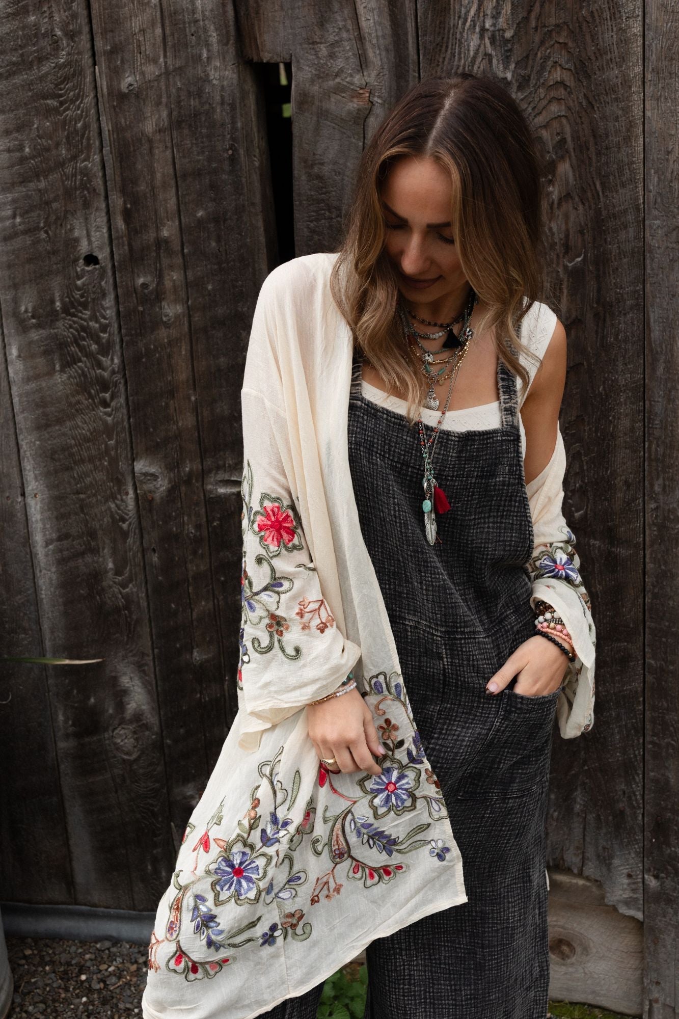 Fun In Florals Kimono - Cream