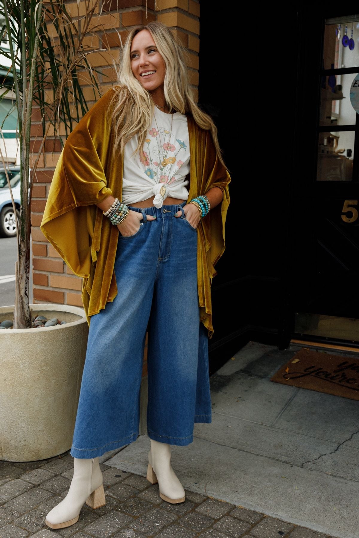 The Nest Savoy Velvet Kimono - Marigold