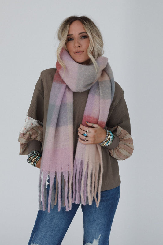 Everest Cozy Plaid Scarf - Pink