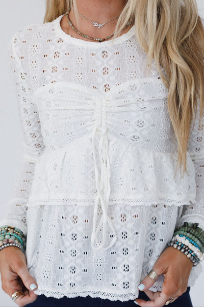 Say So Tiered Crochet Top - Cream