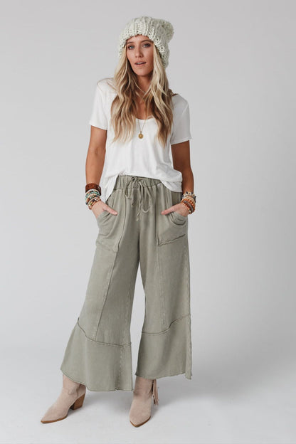 Feeling Good Wide Leg Pant - Faded Sage