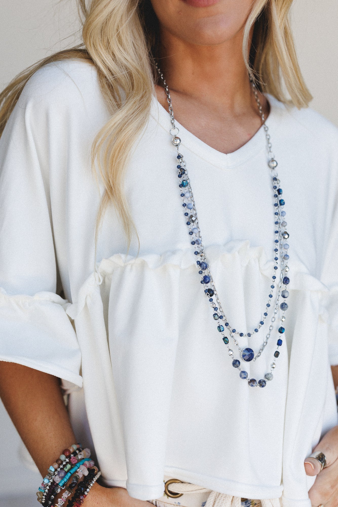 Turquoise Cascade Necklace - Blue Multi