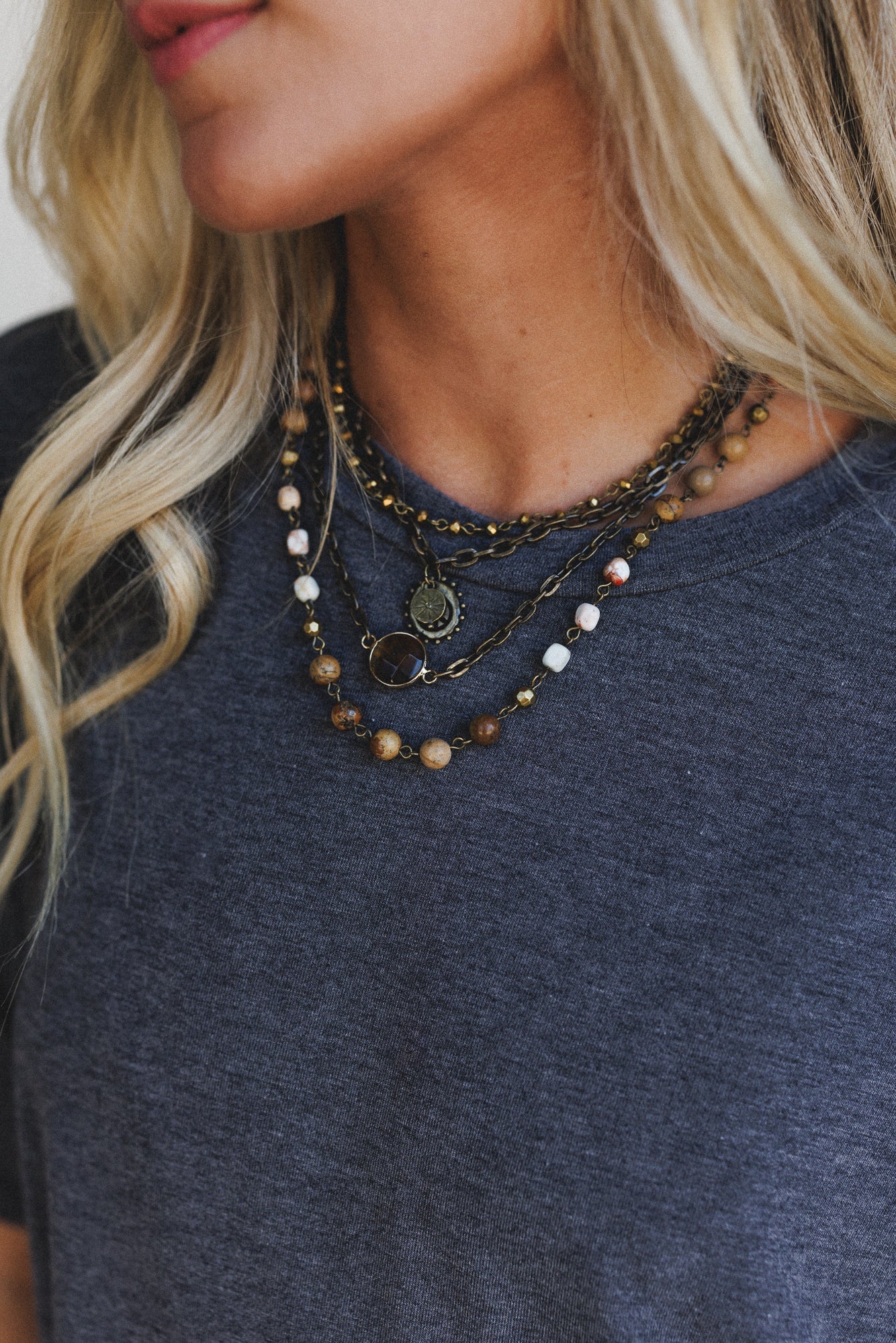 Turquoise Cascade Necklace - Coral Multi