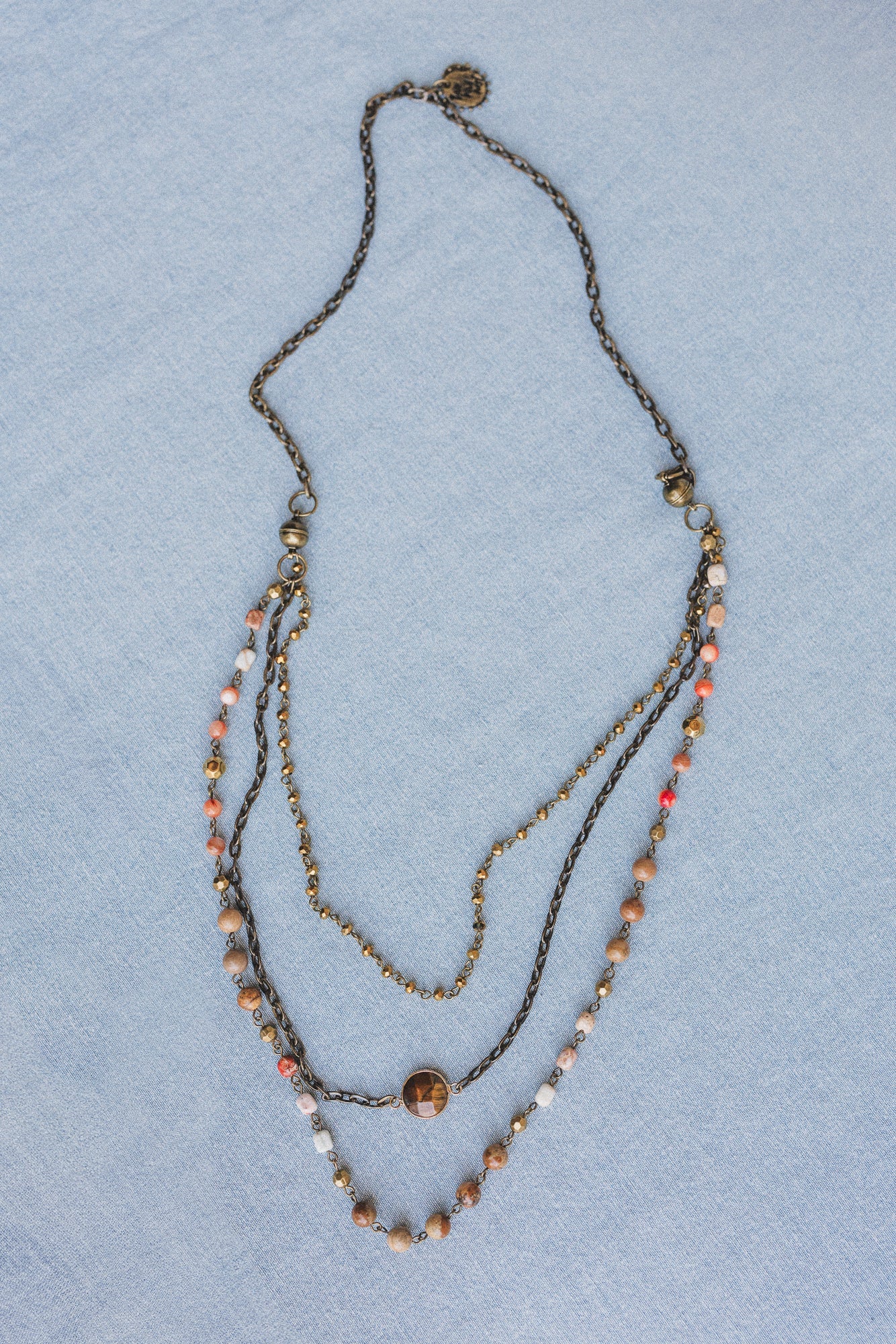 Turquoise Cascade Necklace - Coral Multi