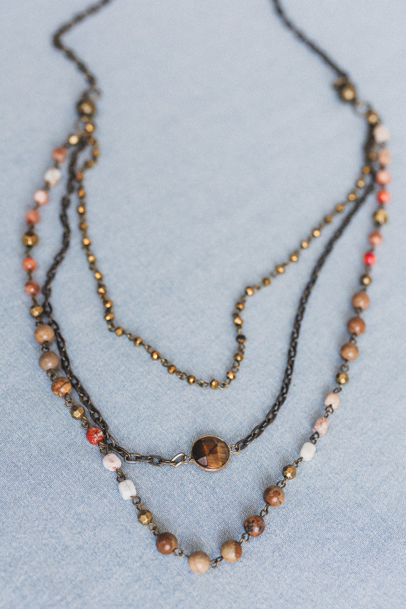 Turquoise Cascade Necklace - Coral Multi