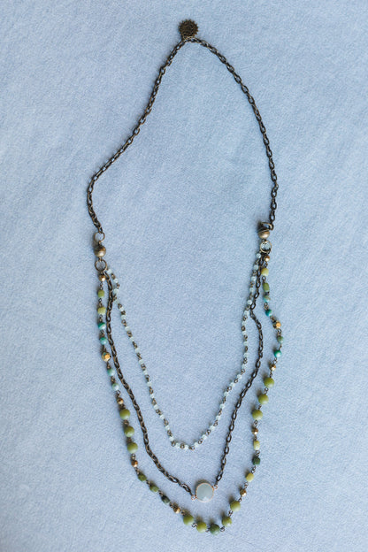 Turquoise Cascade Necklace - Green Multi