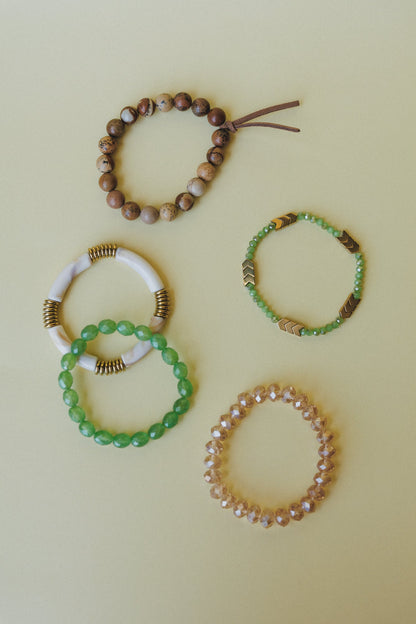 Romilly Bracelet Set - Green Multi