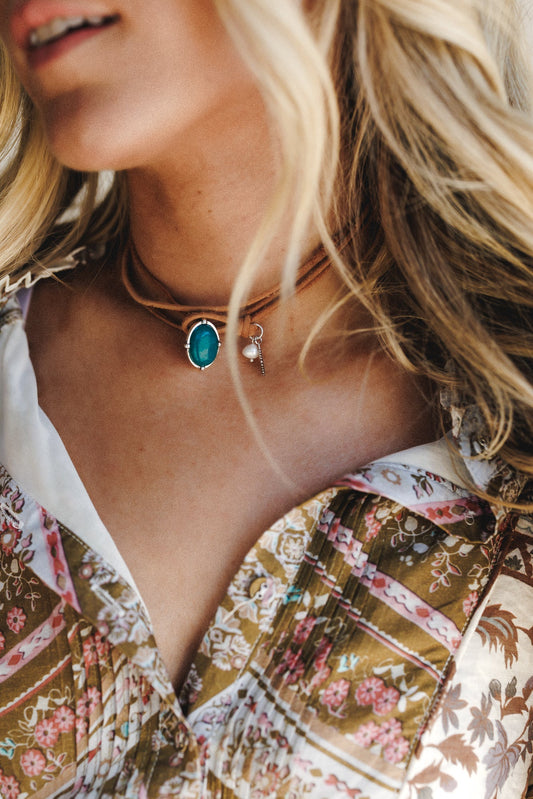 Wish Out Loud Choker Necklace - Turquoise