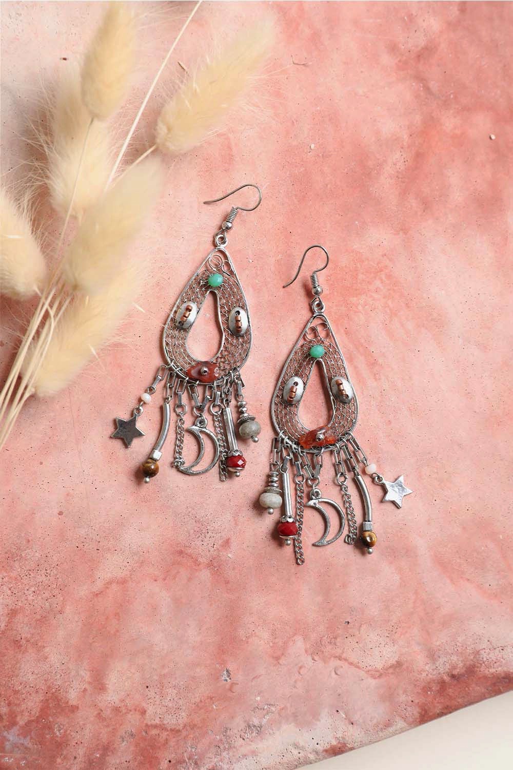 Rare Gaze Multi Bead Earrings - Silver