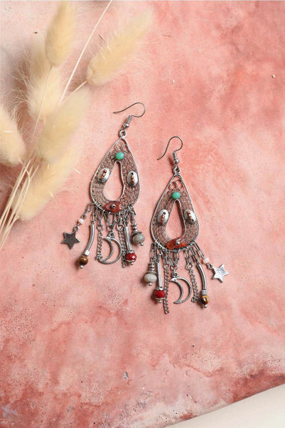 Rare Gaze Multi Bead Earrings - Silver