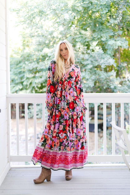Meadow Edge Maxi Dress - Black Multi