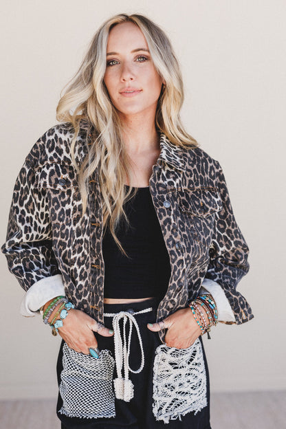 Meadowcat Denim Jacket - Leopard Multi