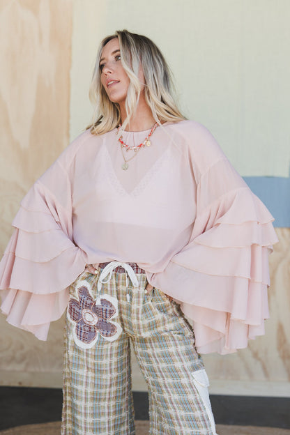 Poets Kiss Ruffled Blouse - Blush