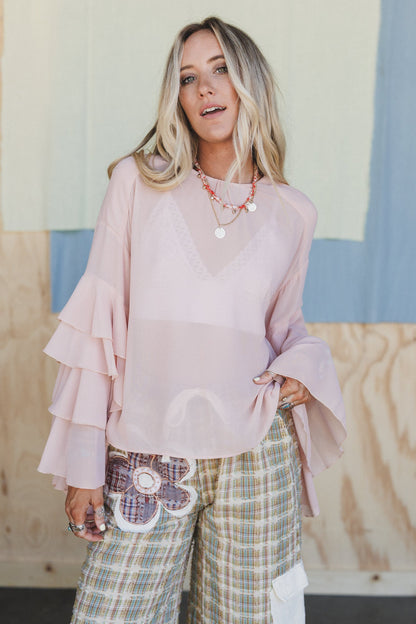 Poets Kiss Ruffled Blouse - Blush