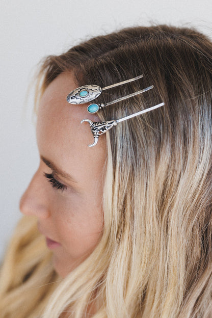 Rustic Trails Hair Pin Set - Turquoise