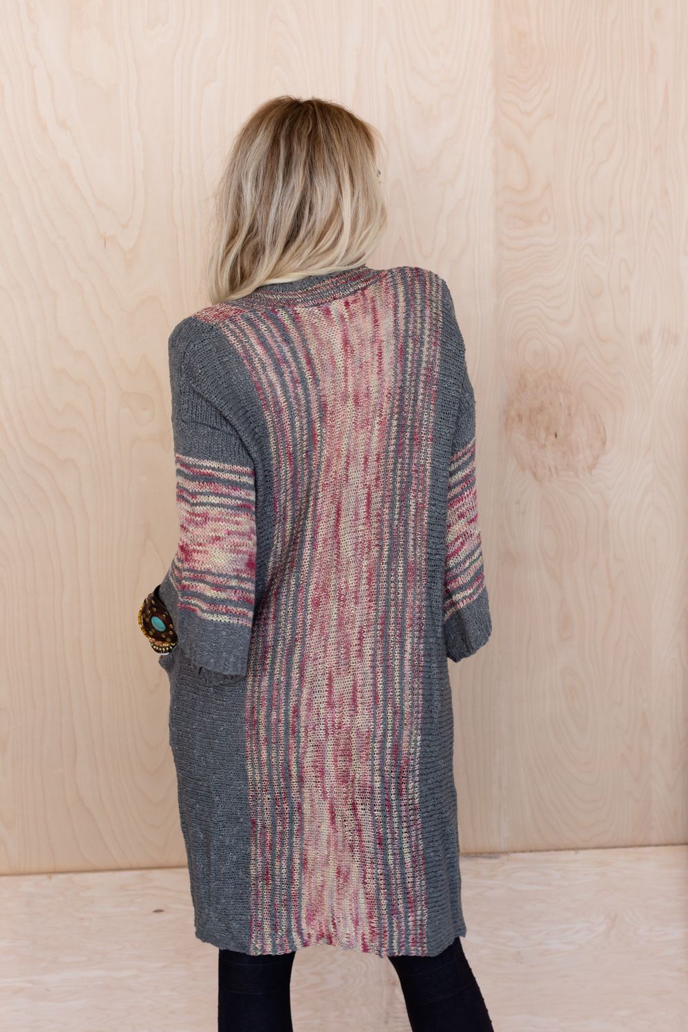 Rose Boho Throw On Cardigan - Gray