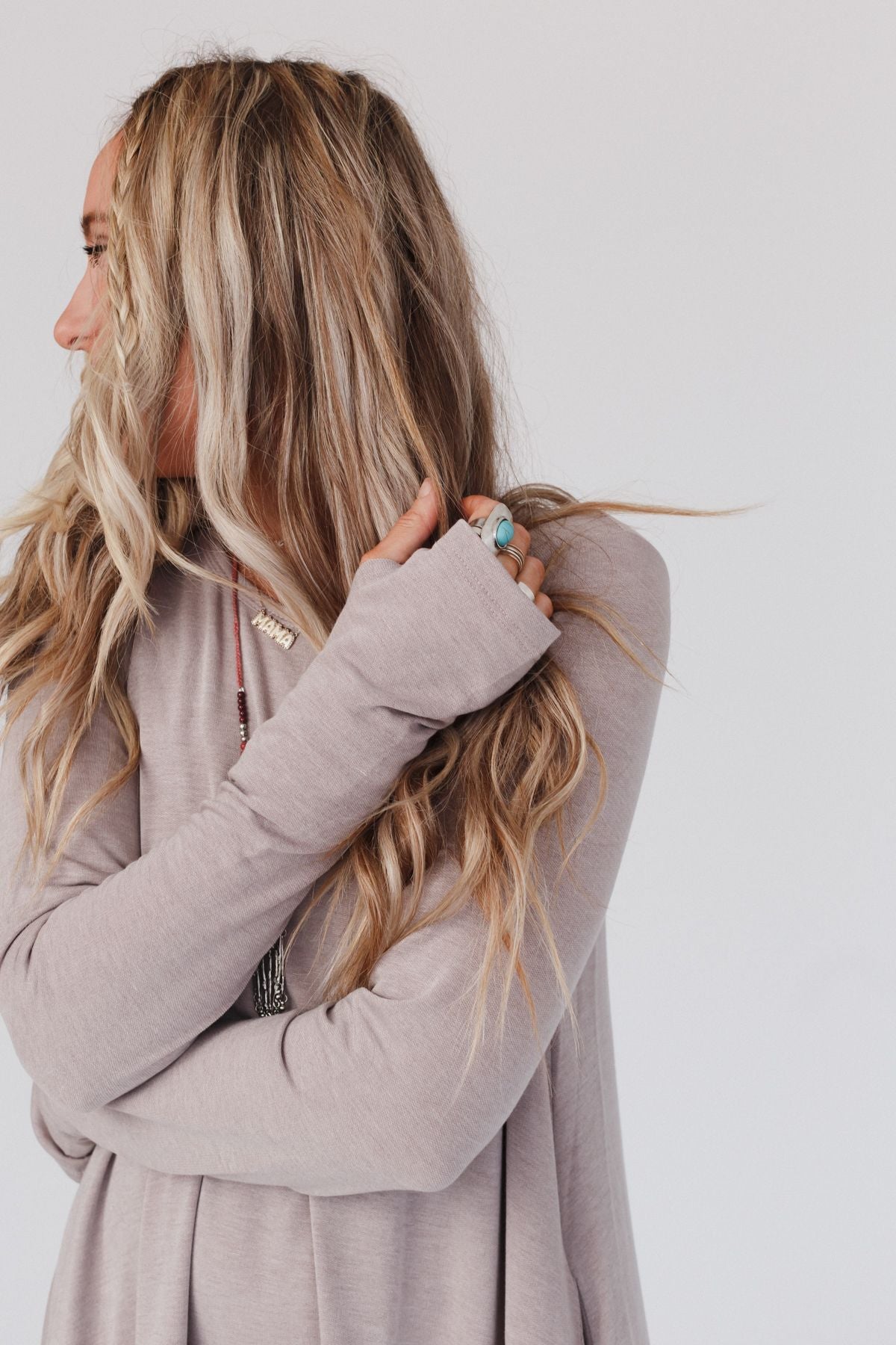 The Nest Jake Long Sleeve Crewneck Dress - Mocha Latte