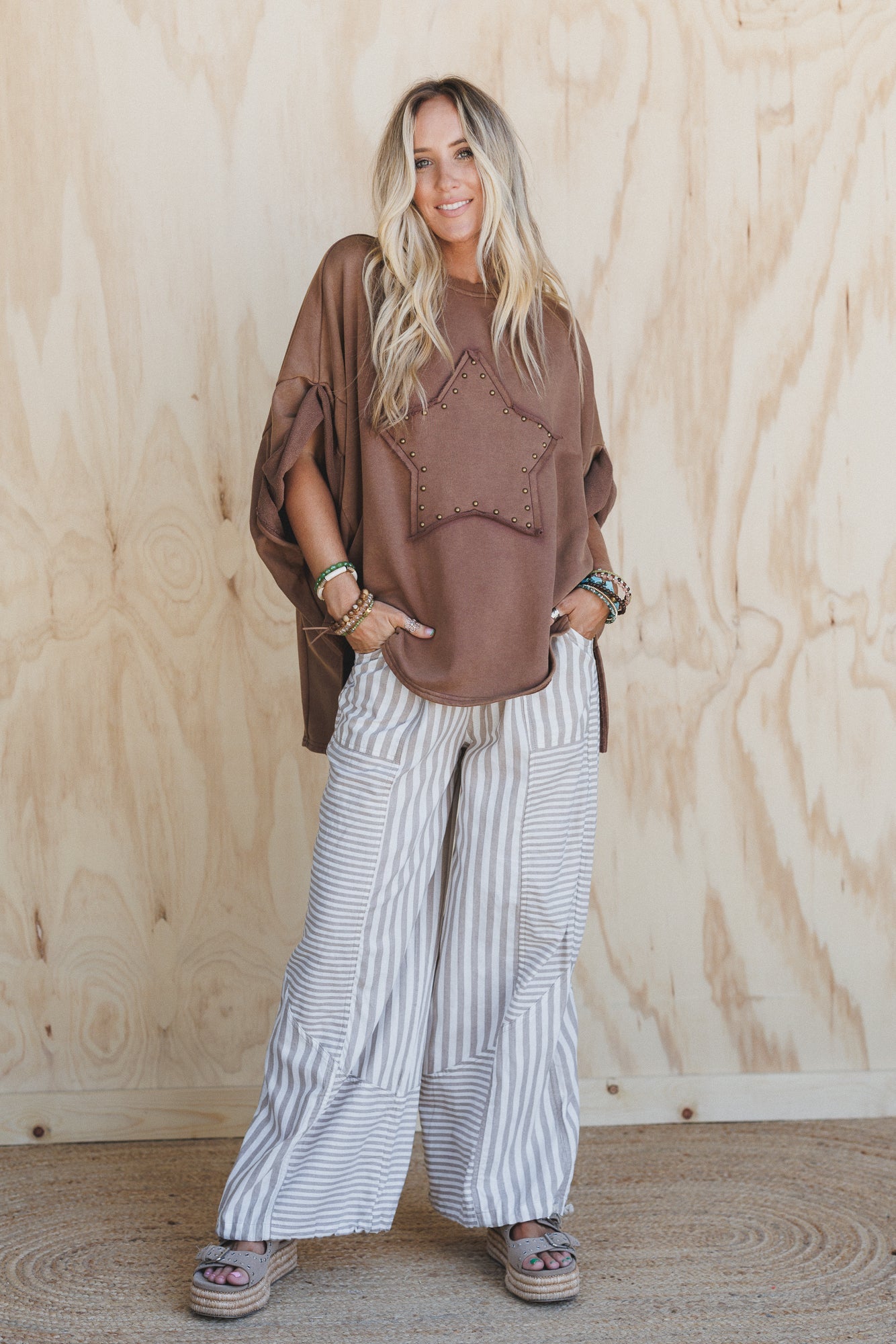 Aveline Striped Pants - Taupe