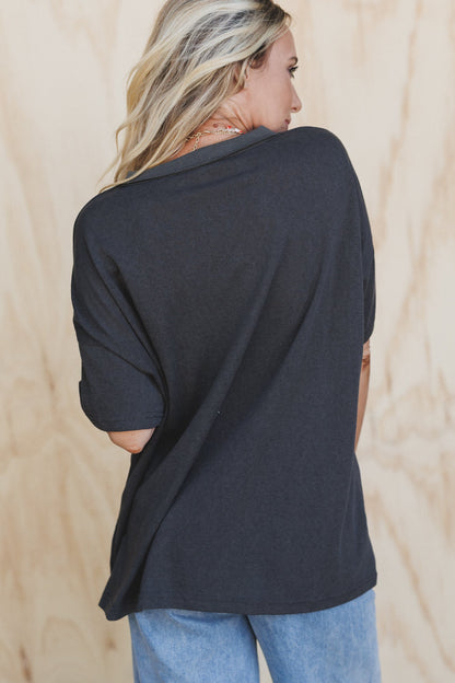 Tash V Neck Tee - Charcoal