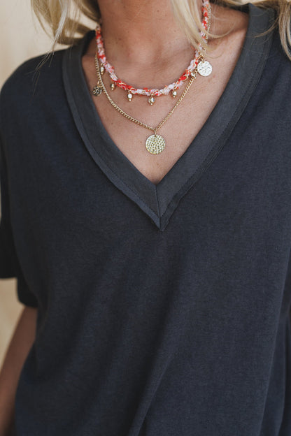 Tash V Neck Tee - Charcoal