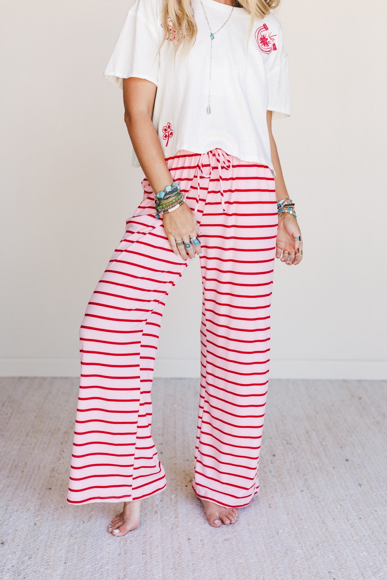 Parallel Play Stripe Pants - Pink
