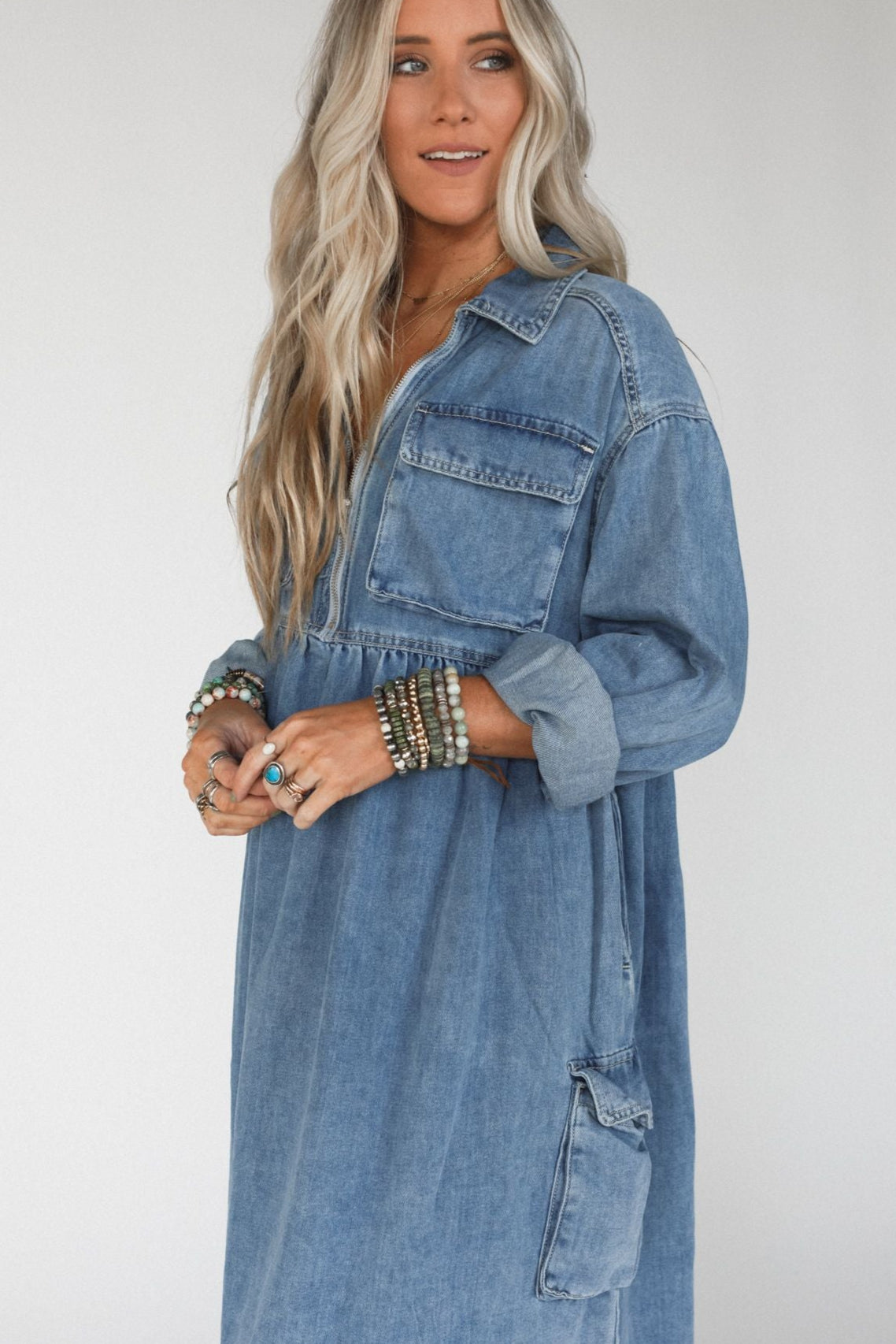 Wild Willow Denim Maxi Dress - Light Denim