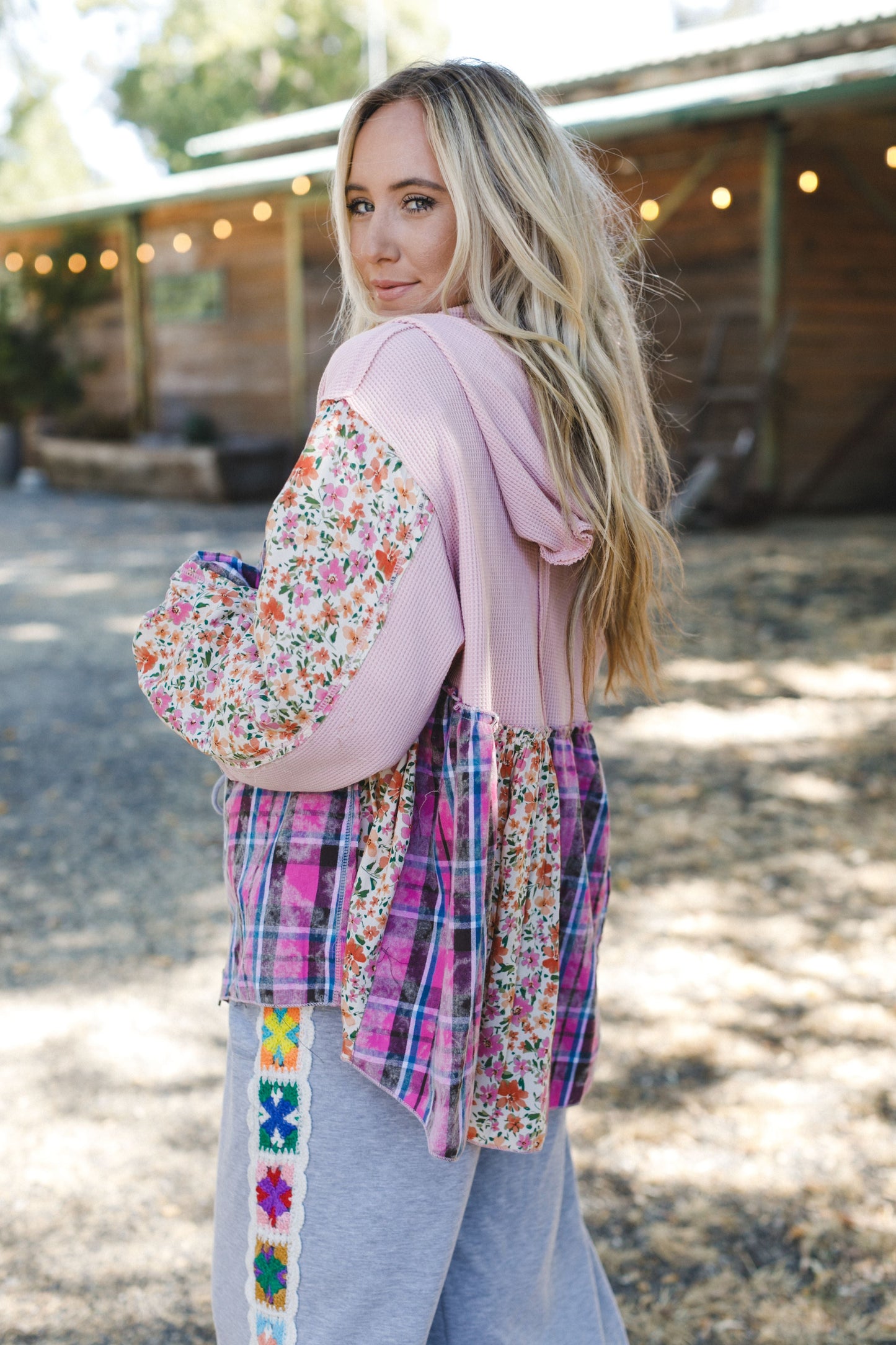 Blossom Check Jacket - Pink