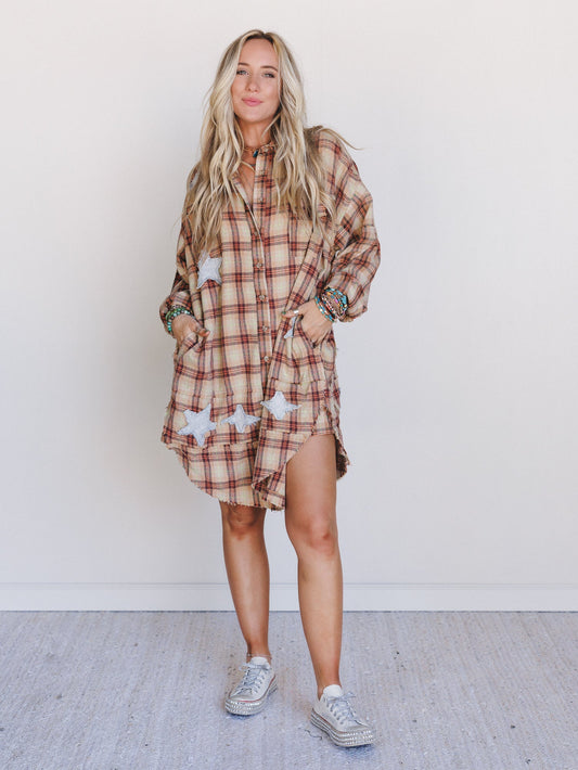 Southern Twilight Button Down Dress - Orange