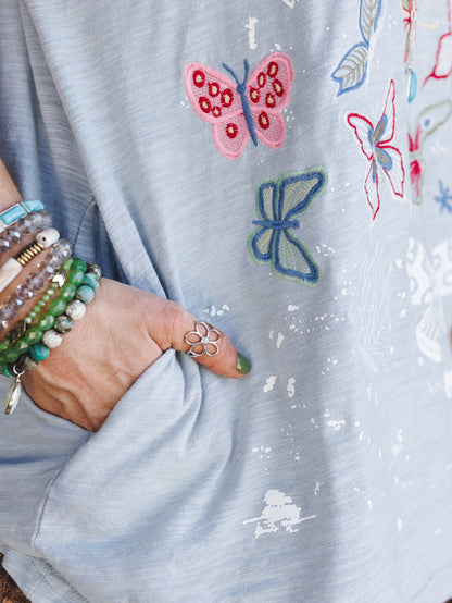 Butterflies Forever Graphic Tee - Blue