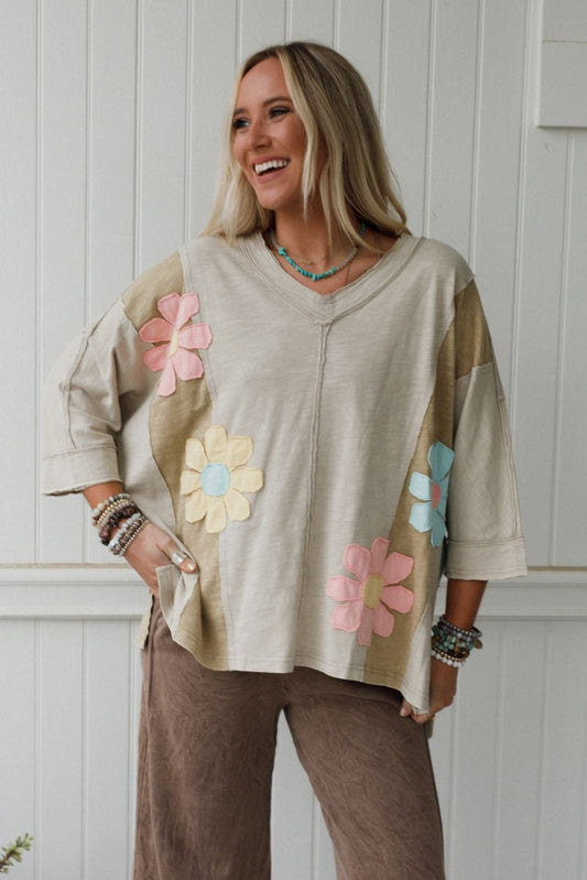 Chasing Bliss Flower Patch Top - Olive