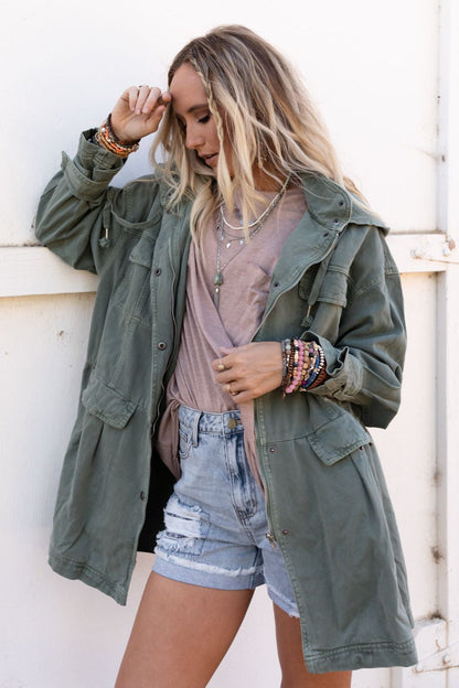 Layers On Layers Perfect Boho Parka - Olive