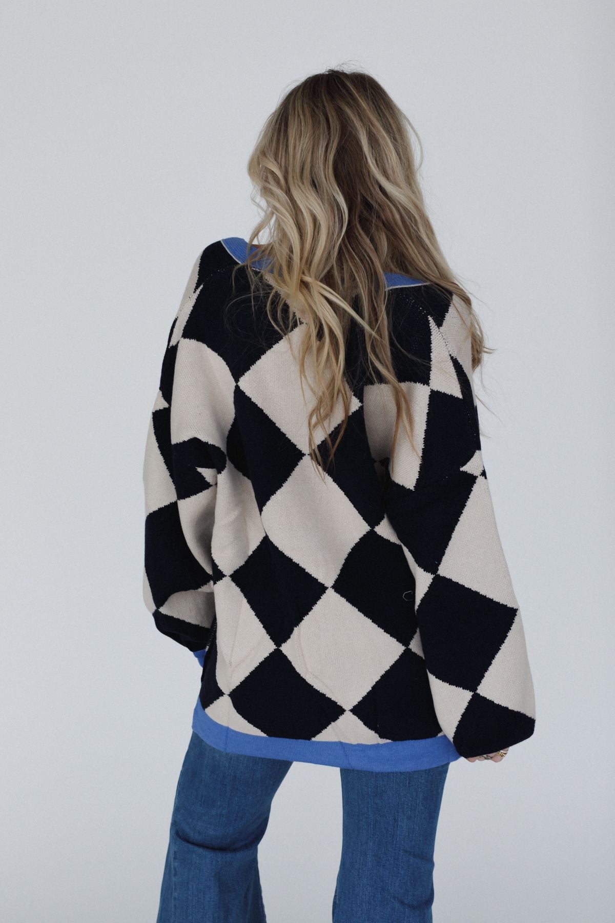 Ayla Argyle Cardigan - Navy