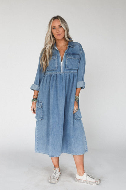 Wild Willow Denim Maxi Dress - Light Denim