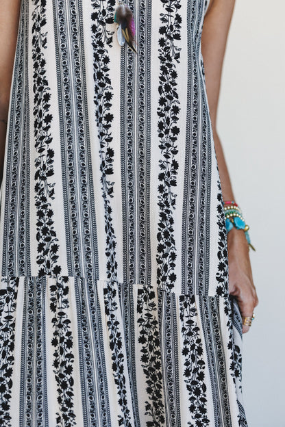 Secret Oasis Striped Maxi Dress - Ivory
