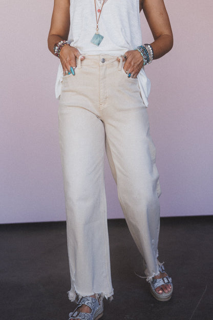 Aero Distressed Jeans - Beige