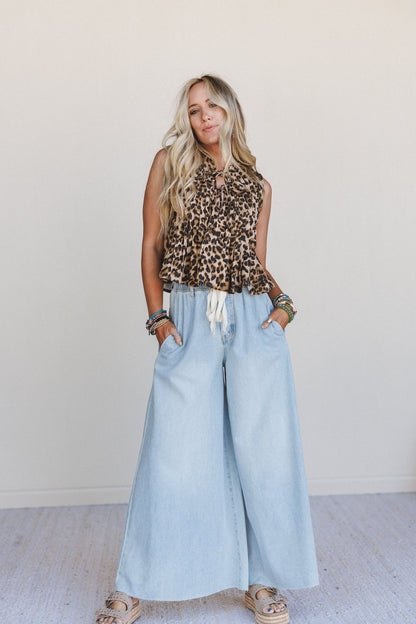 Drift On Animal Print Top - Brown Leopard