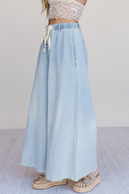 Dare To Drift Wide Leg Pants - Light Denim