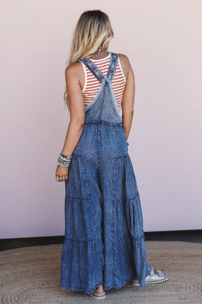 Wildflower Blues Tiered Jumpsuit - Denim