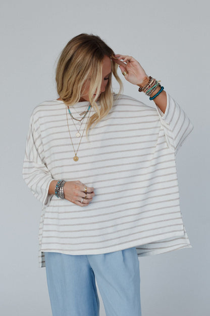 The Nest Swaying Stripes Top - Oatmeal