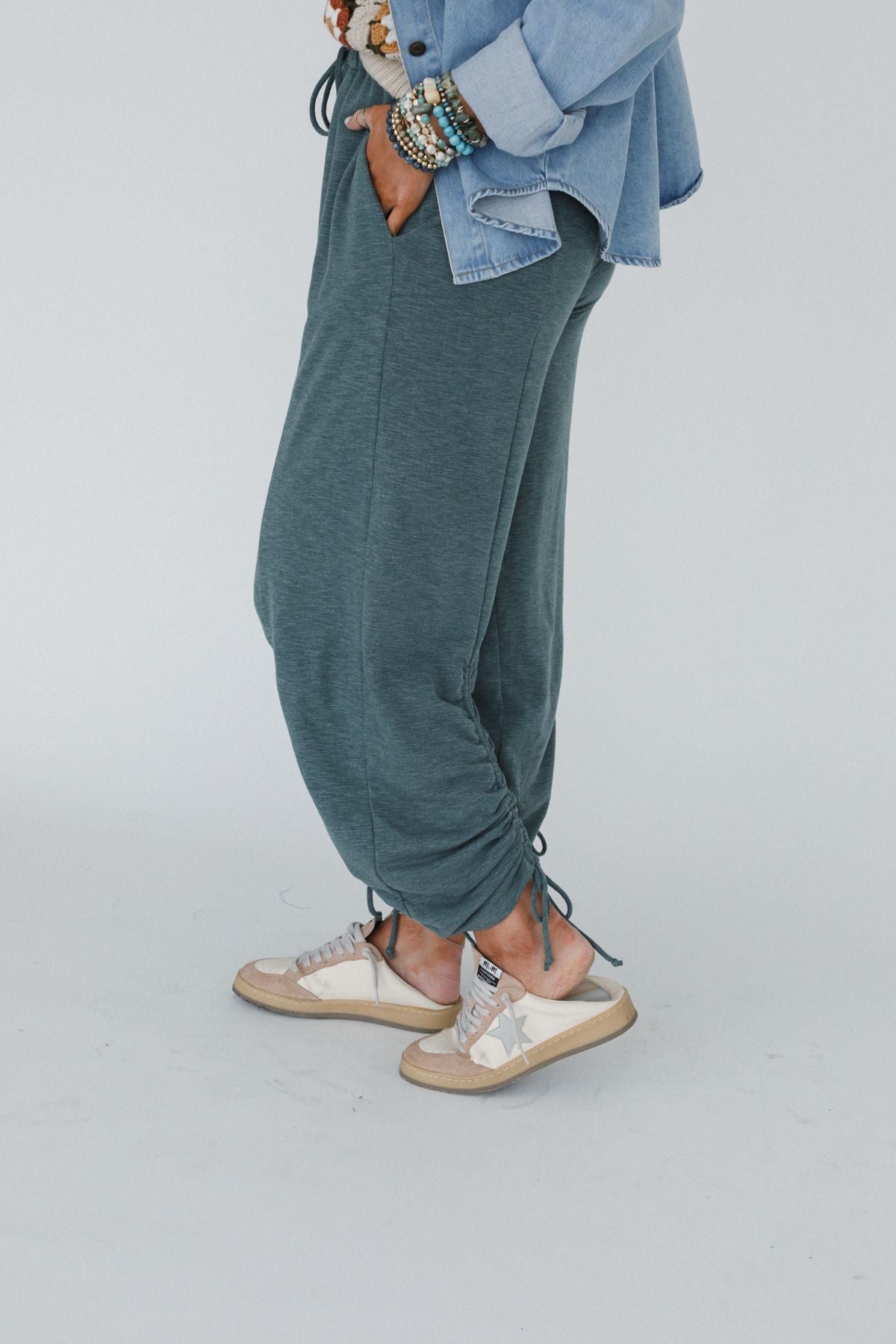 The Nest Solie Cinched Pants - Green Olive