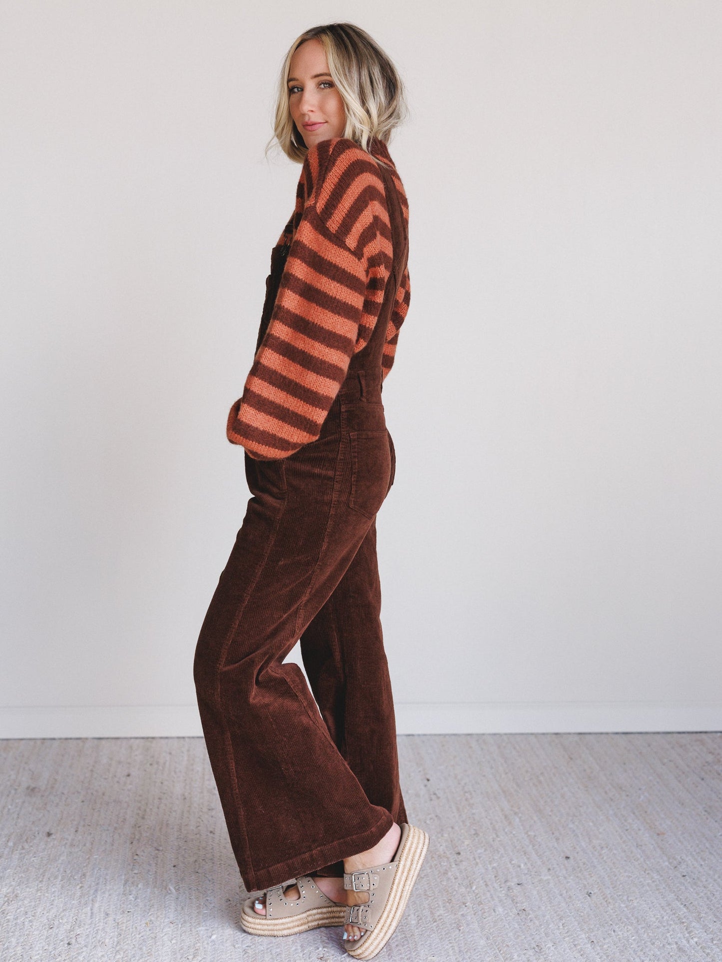 Wanderheart Corduroy Overalls - Brown