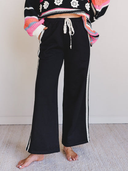 Cool Lace Wide Leg Pants - Black