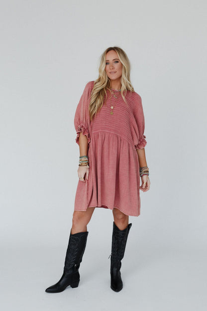 Quinn Puff Sleeve Mini Dress - Rose